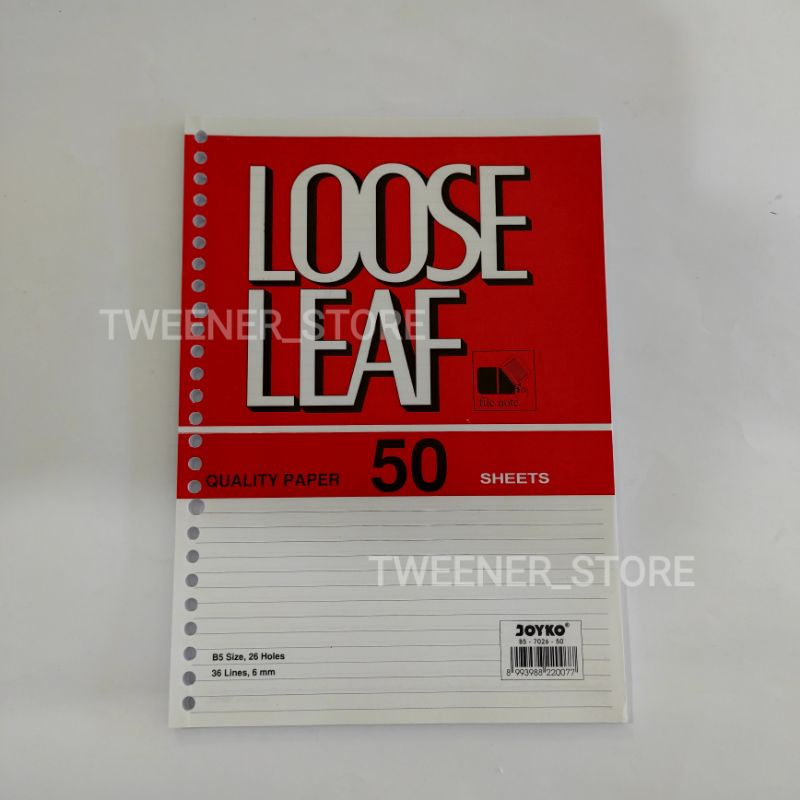 

[B5-GARIS] Joyko Loose Leaf B5 50 Sheets Lembar | Kertas Binder