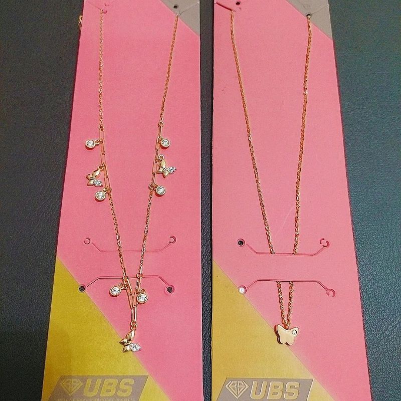 Kalung kupu variasi mewah kombinasi paperclip UBS kadar 8K 375