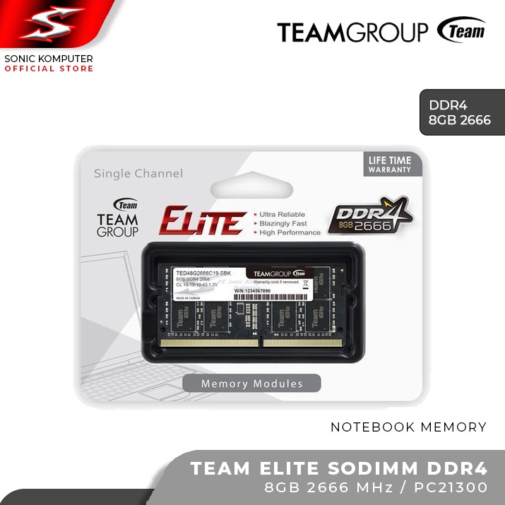 Memory RAM Team Elite DDR4 2666Mhz PC21300 Sodimm Memory Laptop