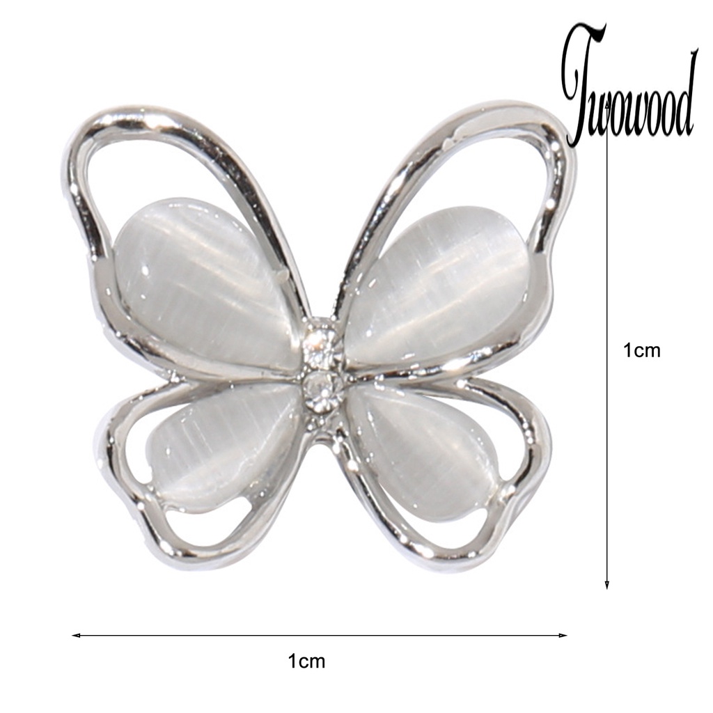 Twowood 20Pcs / Set Ornamen Kupu-Kupu Bahan Alloy Untuk Dekorasi Nail Art / Manicure DIY Butterfly