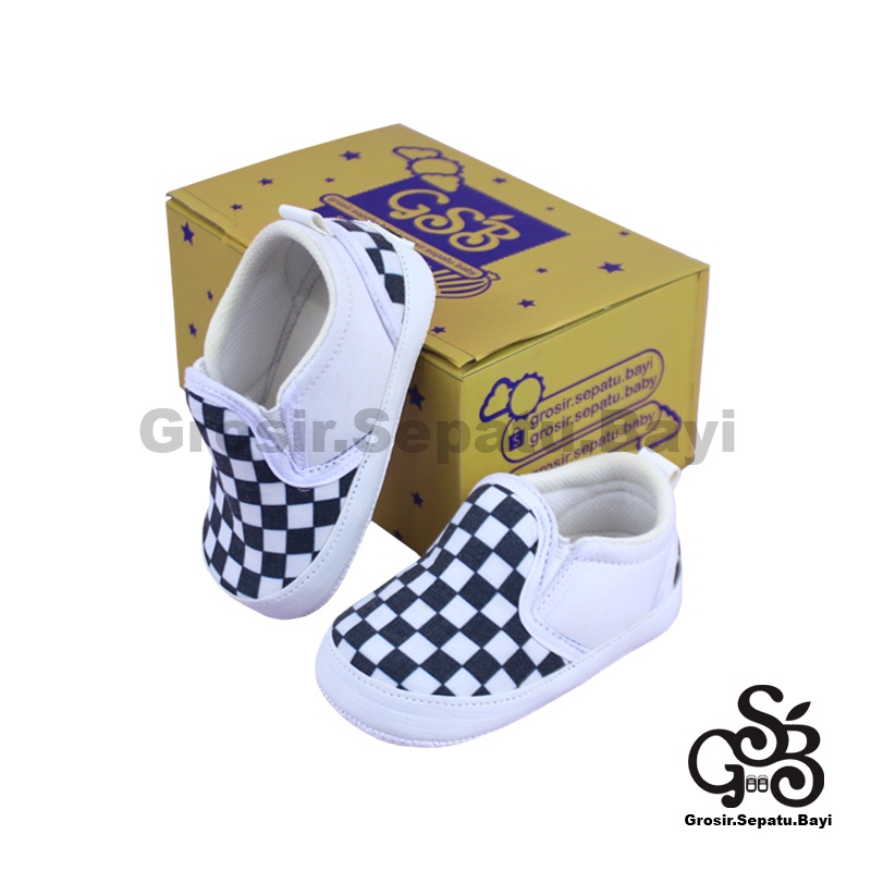 sepatu bayi baby shoes prewalker laki laki perempuan umur 2 - 14 bulan motif Catur warna