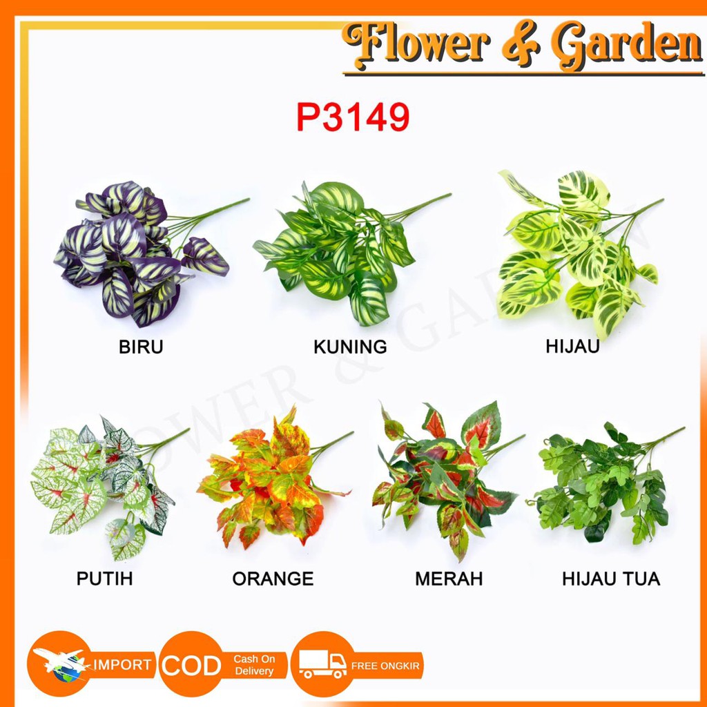 F&G DAUN KELADI BUNGA TANGKAI PLASTIK BUNGA ARTIFISIAL BUNGA TANGKAI BUNGA HIASAN P3149