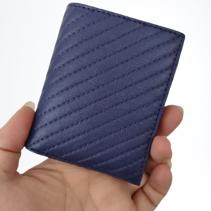 Dompet Kartu 18 in 1 Card Holder + slot uang kulit sintetis - Navy Rantai