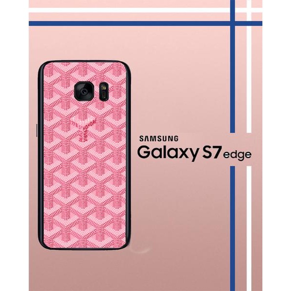 Casing Custom Hardcase Polycarbonate Hp Samsung Galaxy S7 Edge Case Cover Pink Goyard E0496