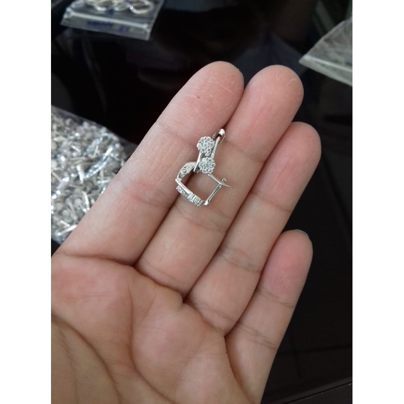 anting perak model jepit bunga lapis emas putih ~ perhiasan anting silver asli ~ anting cantik ~ p9