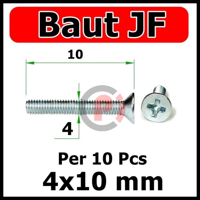 Per 10 Pcs Baut Bolt JF 4x10 mm Per 10pcs