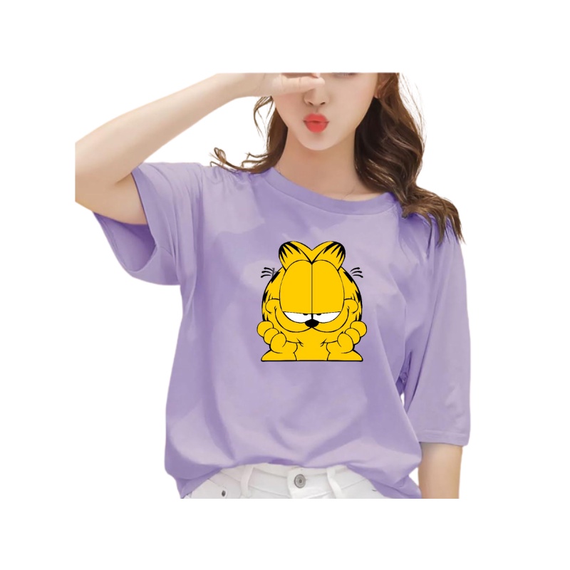 Kaos Wanita Korean Oversize GARFIELD Cat Kaos Jumbo Santai SIze XXL LD 120