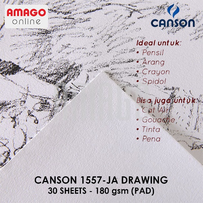 

Adn CANSON 1557-JA Drawing - 30 sheets - A3 (29,7 X 42 Cm) - 180G (Pad) - 204127415