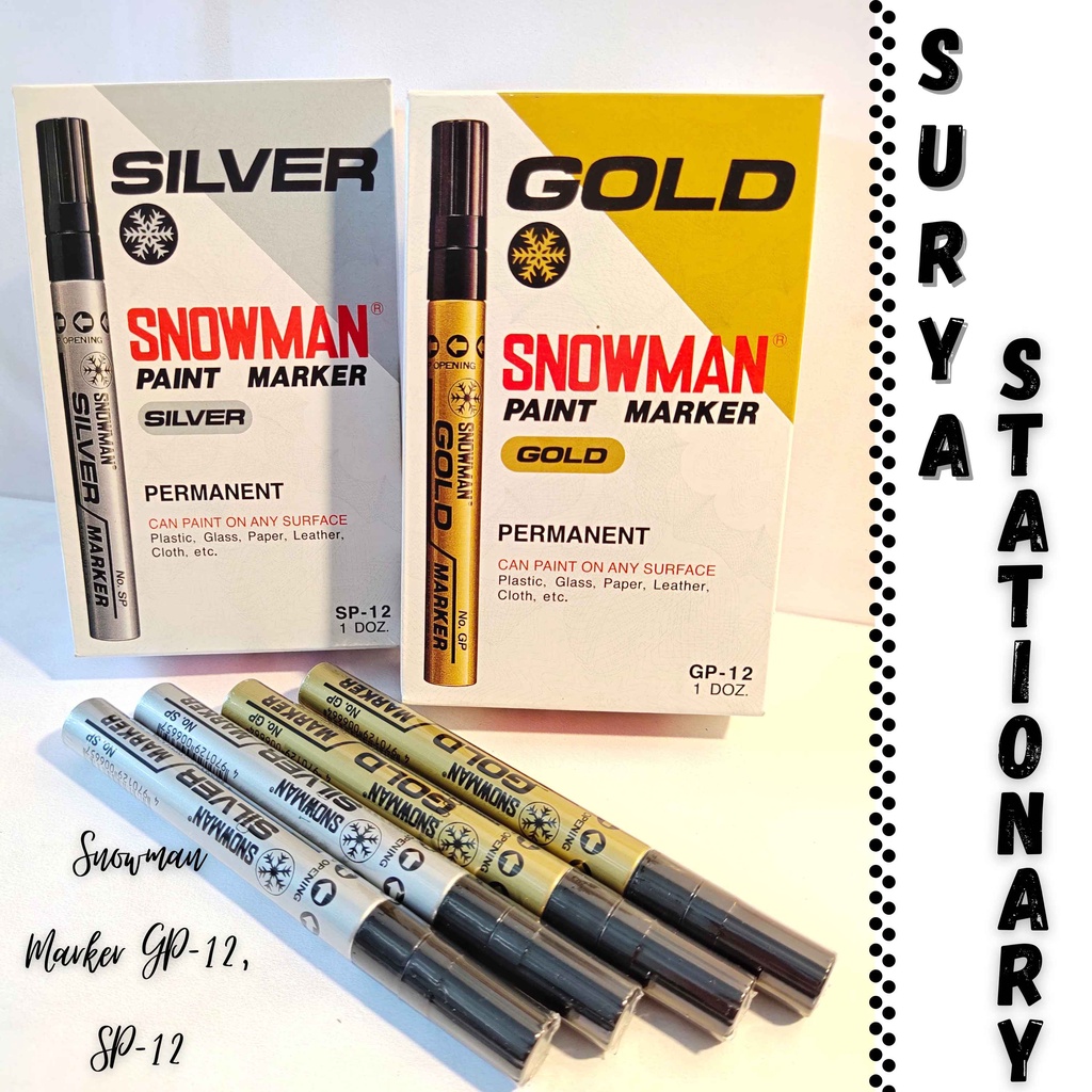 

(PCS) Spidol Permanent Paint Marker GP-12 / Snowman Marker SP-12 / Snowman Marker Besar WP-12