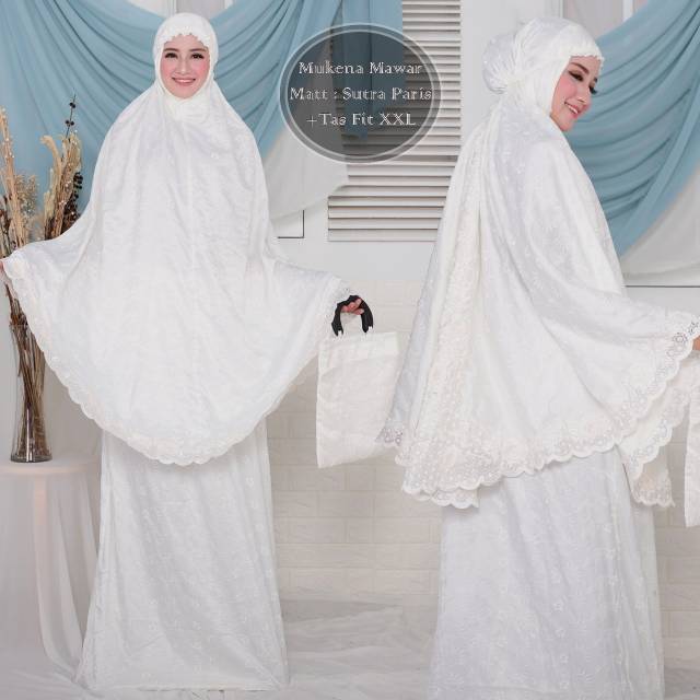 RL-MUKENA MAWAR SUTRA PARIS KOMBI BORDIR MAWAR TIMBUL FREE TAS PERLENGKAPAN SHALAT MUKENA WANITA