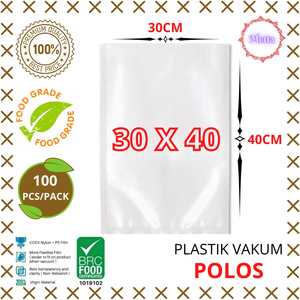 PLASTIK VAKUM MAKANAN POLOS 30x40 cm - Vacuum Bag POLOS - 100PCS/PAK
