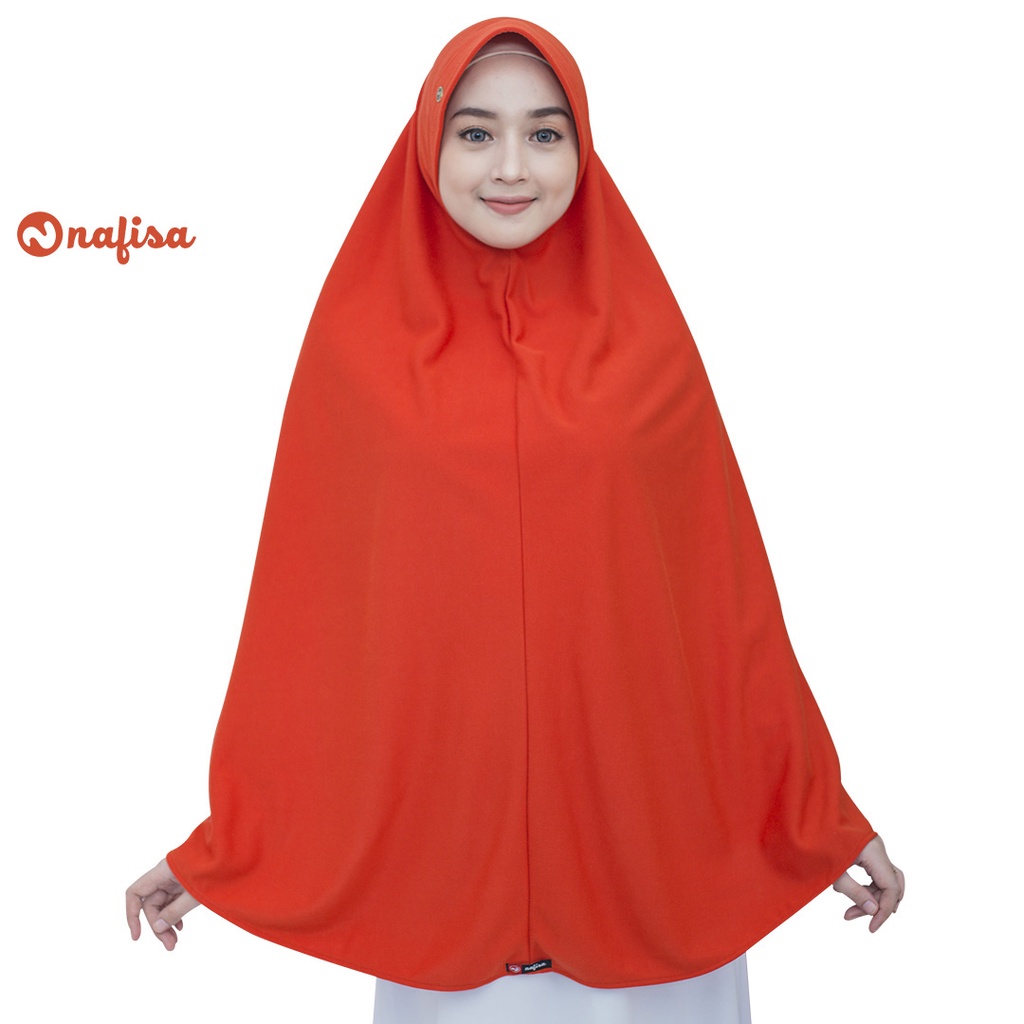 PROMO 12.12 Jilbab Bergo Nafisa ASHA | Jilbab Haji & Umroh | Hijab Instan Pad Muslimah | Jilbab Instan KAOS-ORANGE RUST