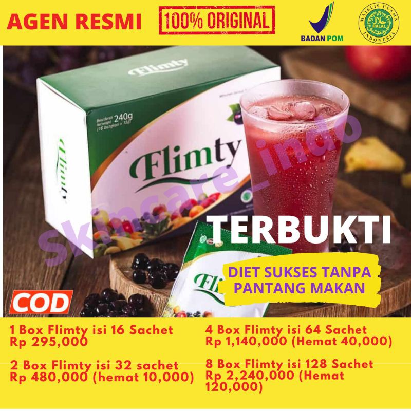 Flimty Fiber Minuman Serat Herbal Diet Pelancar BAB Detox 2 Box