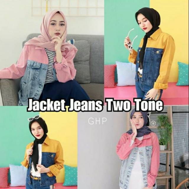 Jaket jeans two tone