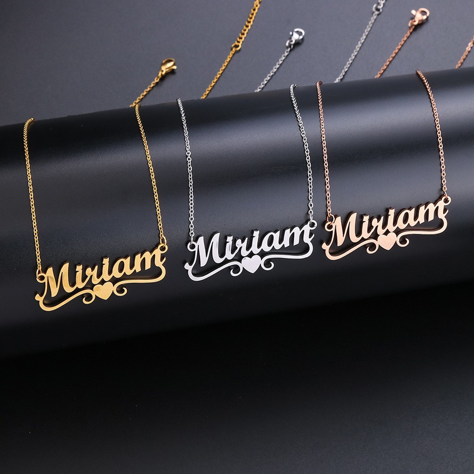 Kalung Custom Nama Bahan Titanium Stainless Steel Warna Rose Gold