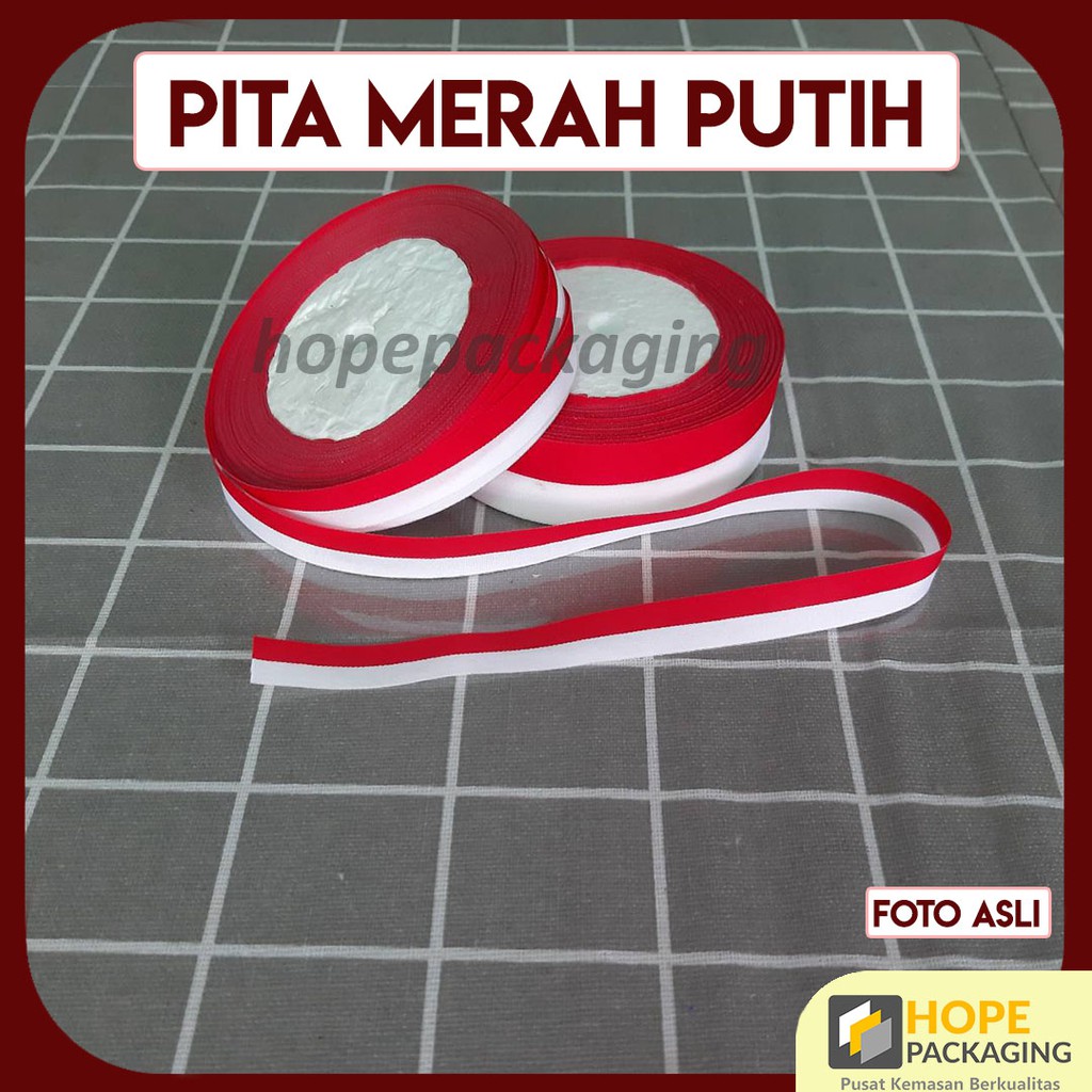 Pita Merah Putih 1 inch / 1/2 inch 20 Yard Pita Bendera Merah Putih