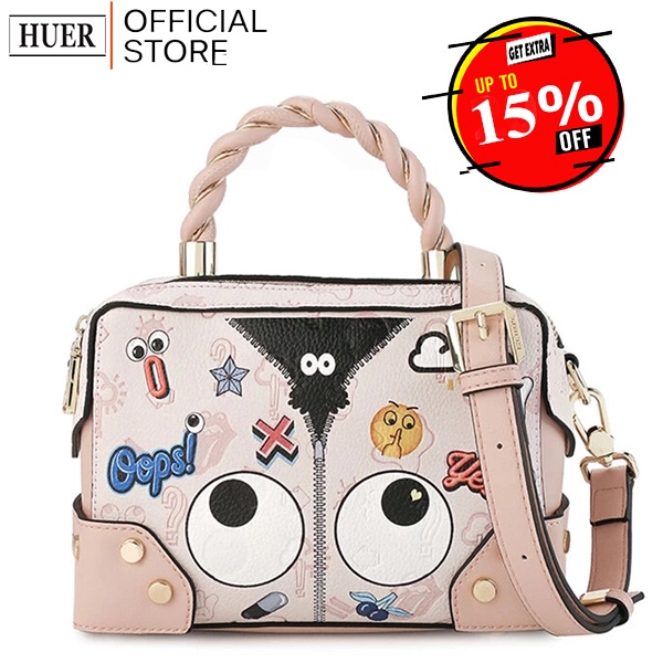 HUER ~ Oyehwa Eye Theme Printed Satchel Bag 9454-203Pink