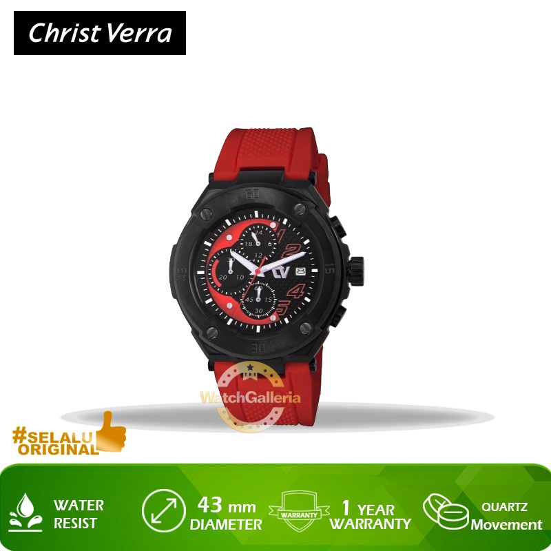 Jam Tangan Christ Verra CV C10508G-36 BLK/RED Original Murah