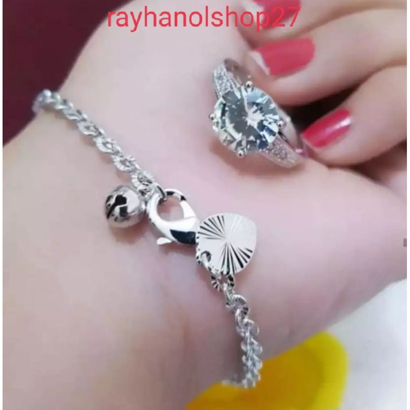 GELANG TANGAN TITANIUM WANITA NORI CANTIK FREE CINCIN LAPIS EMAS 22 K ANTI KARAT