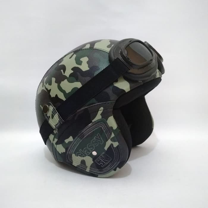 SALE Helm RETRO classic Loreng Army Kacamata Google