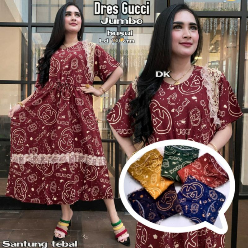 DRESS ARAB GUCCI JUMBO BUSUI TALI SERUT DEPAN ADA TALI SAMPING Ld 130cm Pj 118cm