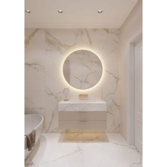 Kaca Cermin Lampu Led Kamar Mandi Bulat Aesthetic Cermin Wastafel Gantung