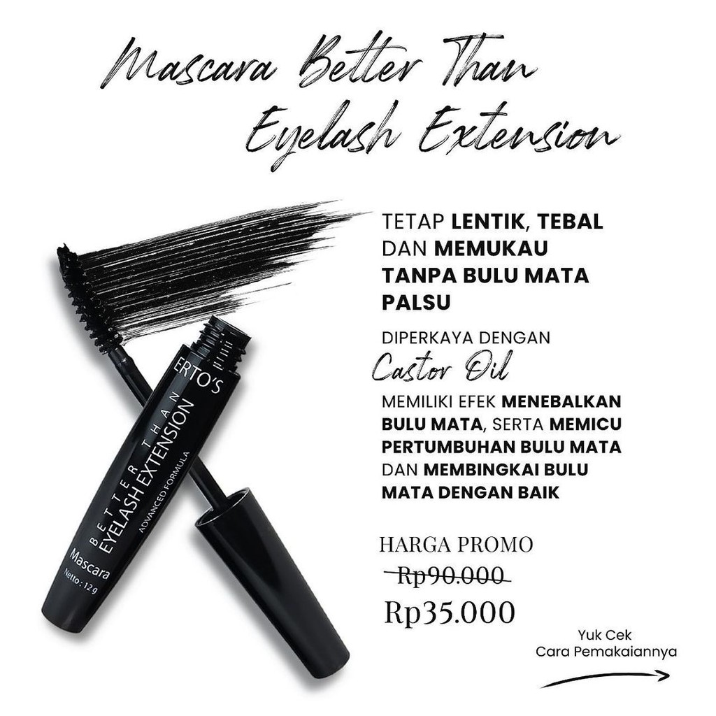 Ertos Maskara Better Than Eyelash Extension Mascara Pelentik Penebal Bulu Mata Waterproof