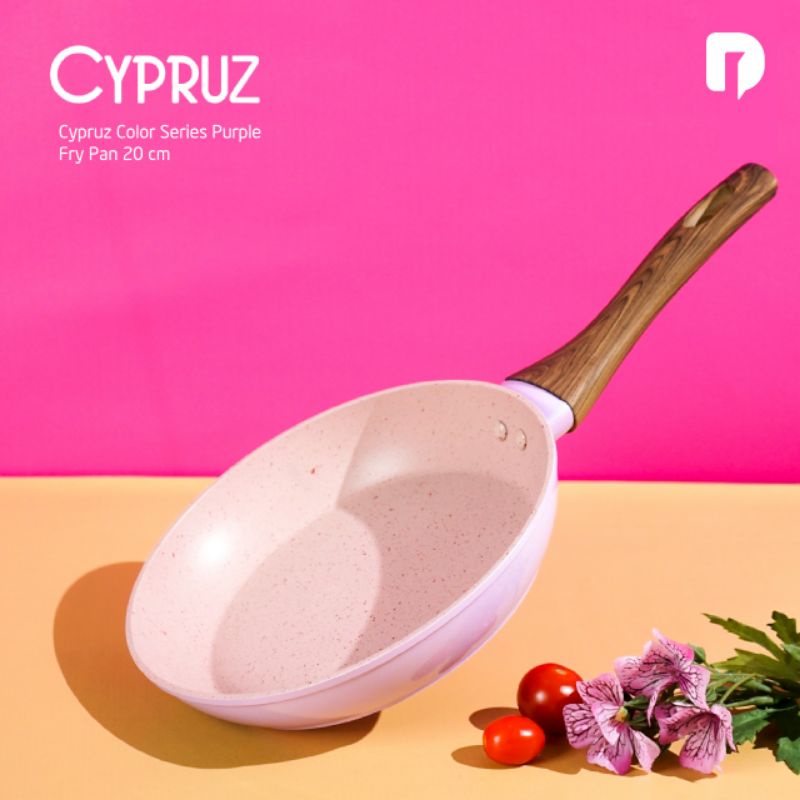 Fry Pan Anti Lengket Marble Coating 20 cm Warna Ungu Cypruz