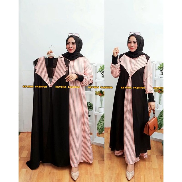 Gamis Mix Outer Shakila Ceruty Gamis Wanita 2in1 Gamis Fashion Viral Gamis Kekinian
