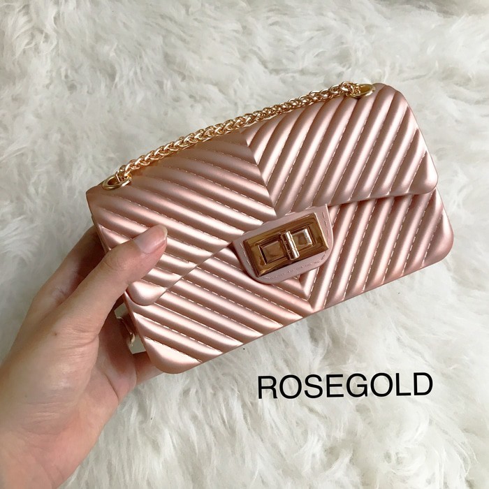 GROSIR 0551 Tas Wanita Chanel Cevron Mini Jelly Impor 18cm TAS SELEMPANG