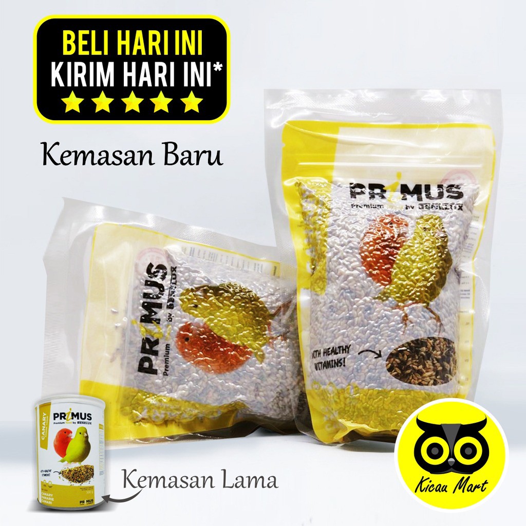 PAKAN MAKANAN HARIAN BURUNG KENARI PRIMUS CANARIES BENELUX MILET MILLET IMPORT KALENG 300 GR PPRCAWJ