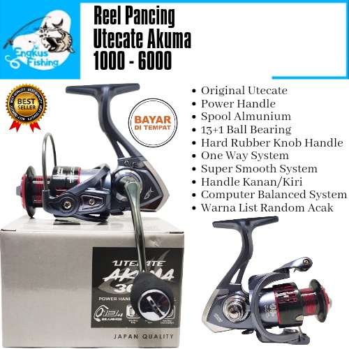 Reel Pancing UTC Utecate Akuma 1000-  6000 ( 13+1 Bearing ) 6kg - 10kg Power Handle - Engkus Fishing