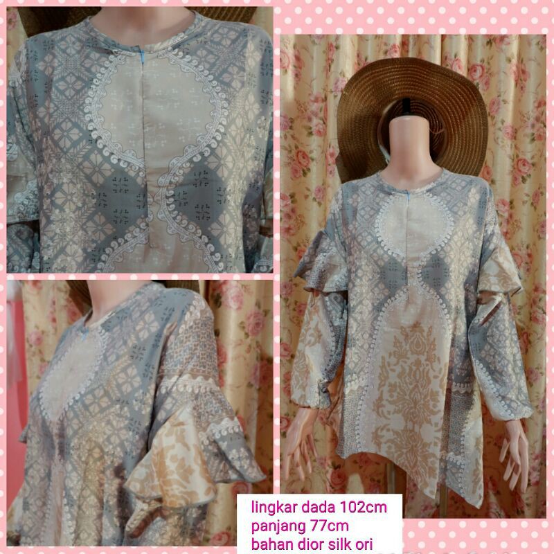 atasan tunik osama bahan dior silk wearing klamby