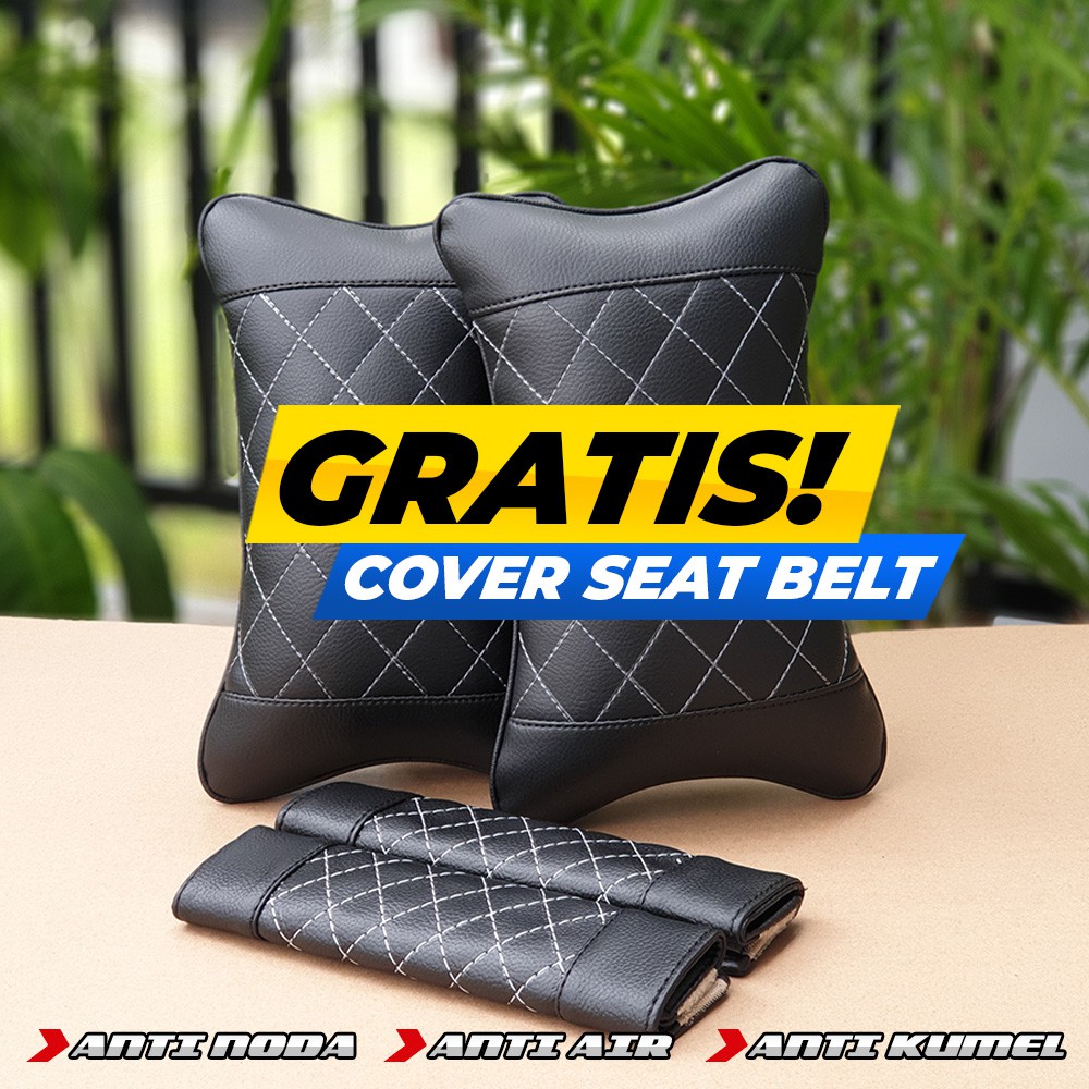 [ FREE COVER SEATBELT ] Bantal Mobil Bantal Headrest - Wajik Putih