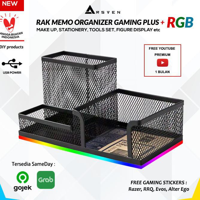 

Stand Rak Desk Gaming Organizer RGB/Alat Tulis Desk Stationary DIY