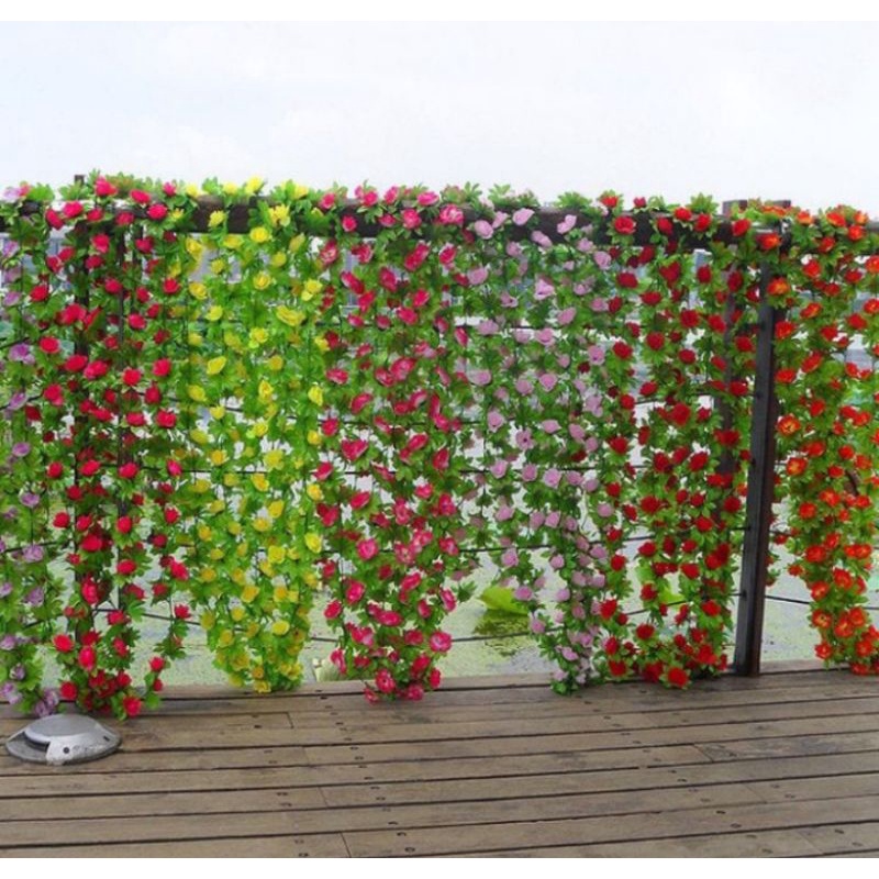 BUNGA RAMBAT MAWAR BUNGA ARTIFICIAL BUNGA PLASTIK DEKORASI PESTA