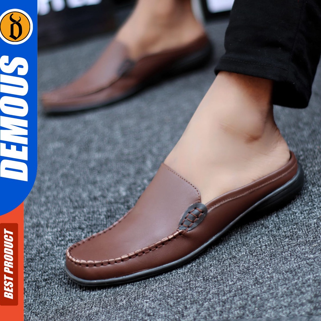 DEMOUS Begita - Sepatu Sandal Bustong Pria Casual Kulit Asli Original