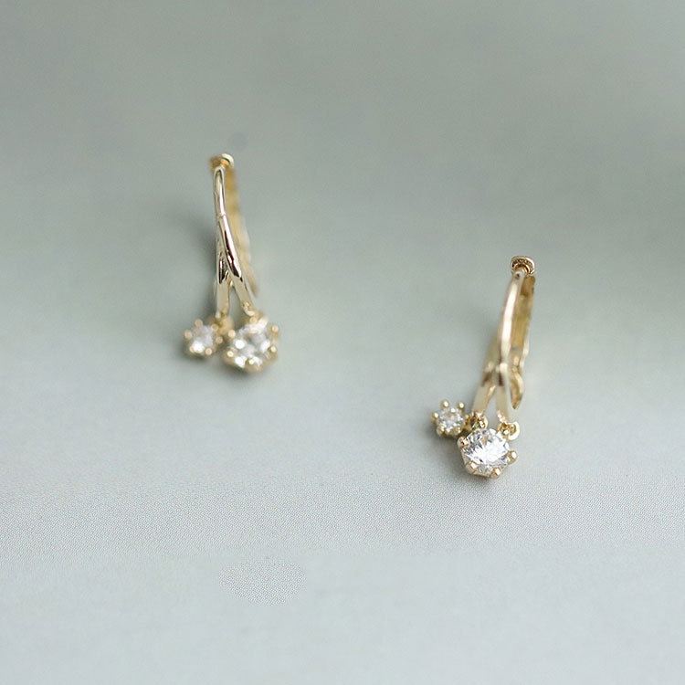 Anting Klip Bahan S925 Sterling Silver Aksen Kristal Berlian Untuk Wanita