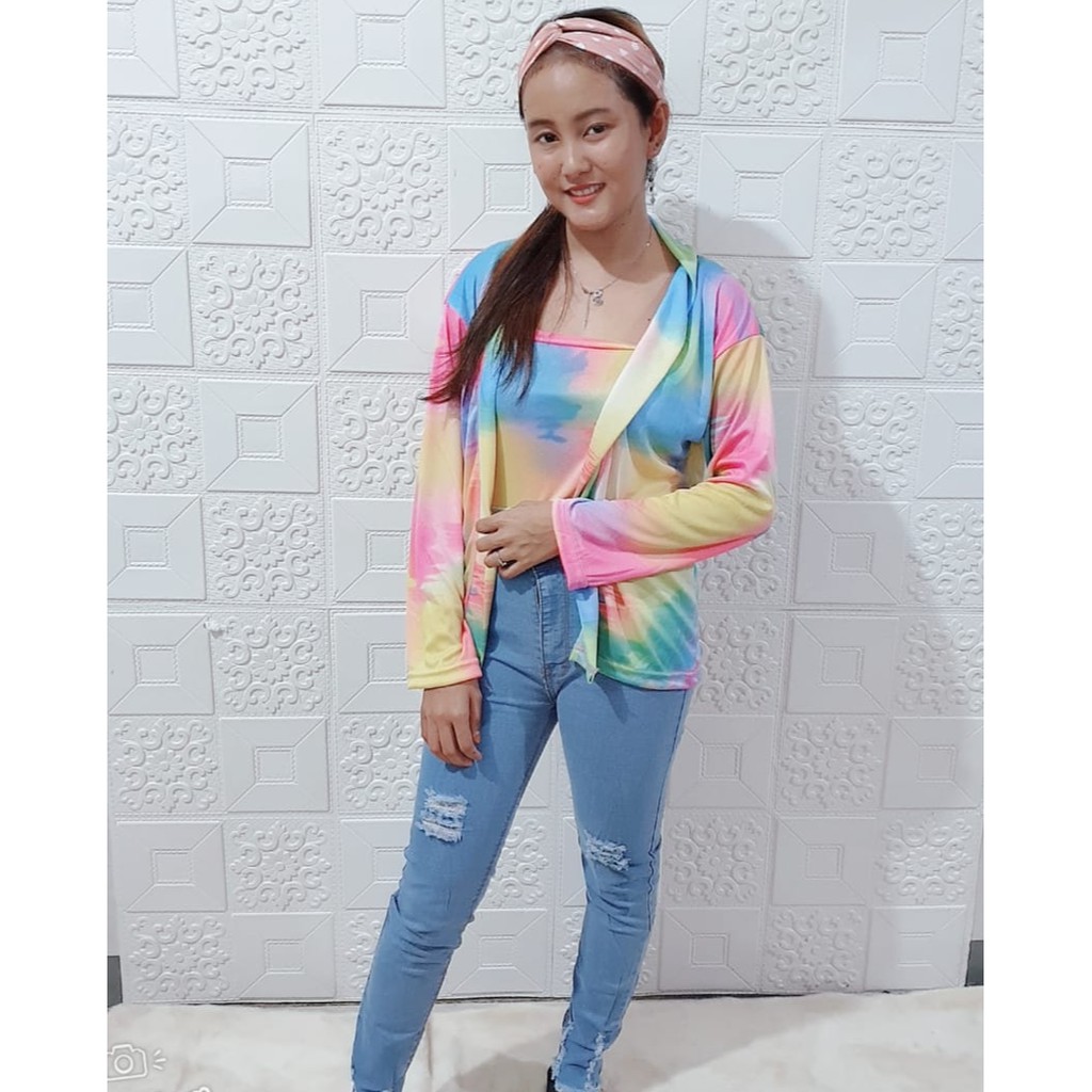 Set Cardigan Outer Tie Dye + Kemben Fit XL