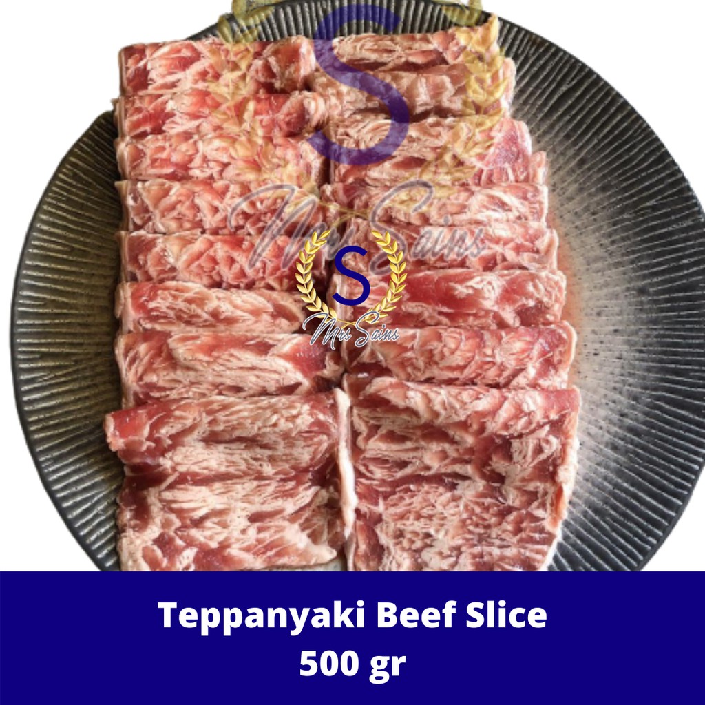 

DAGING Beef Slice Teppanyaki 1mm kemasan @500GR Beef Makanan Beku Mrs.Sains [FROZEN FOOD DAGING SAPI]