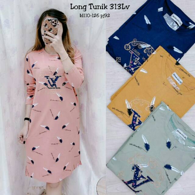 DRESS TUNIK PANJANG WANITA IMPORT PREMIUM LV LOUIS VUITTON 313LV
