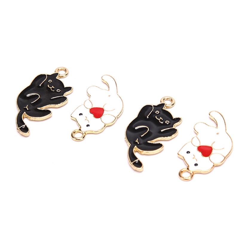 10pcs / set Liontin Enamel Bentuk Hati Kucing Untuk Membuat Perhiasan