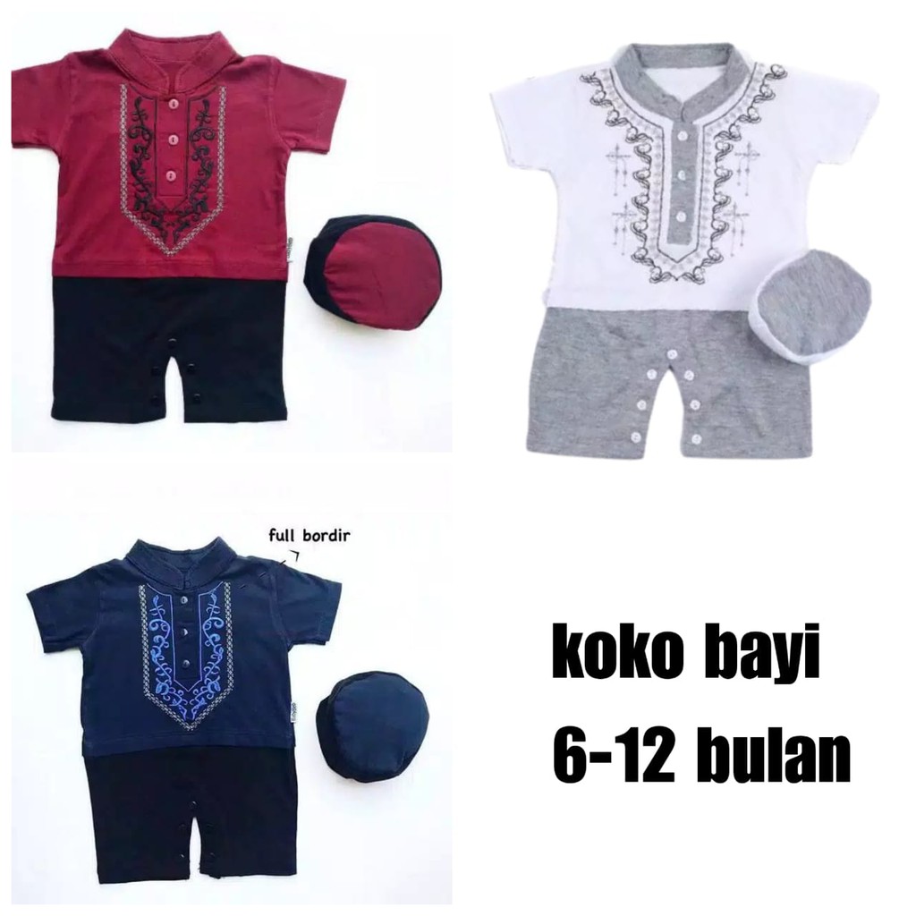 Koko Bayi Laki Laki 6 12 Bulan Pakaian Muslim Anak Laki Laki Romper Koko Anak Jumper Bayi