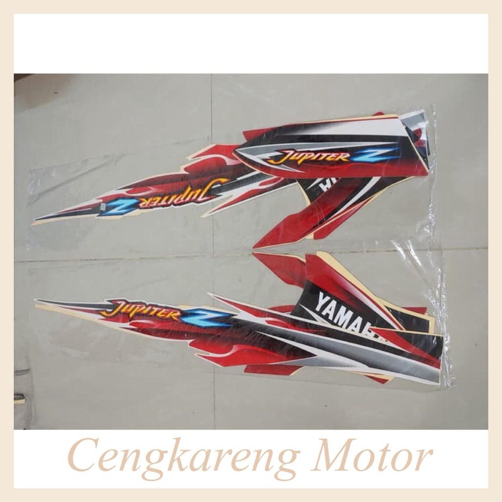 Stiker Bodi &amp; Lis Body &amp; Striping Jupiter Z 2006 Putih Merah - Sticker Motor