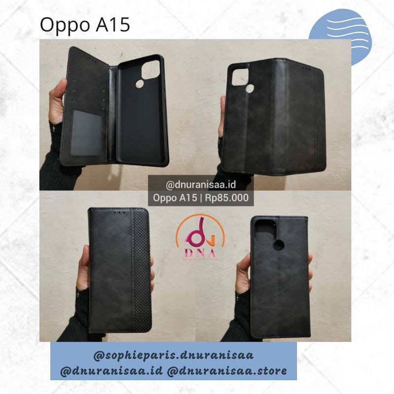 dompet hp Oppo A15 hitam atau A15s