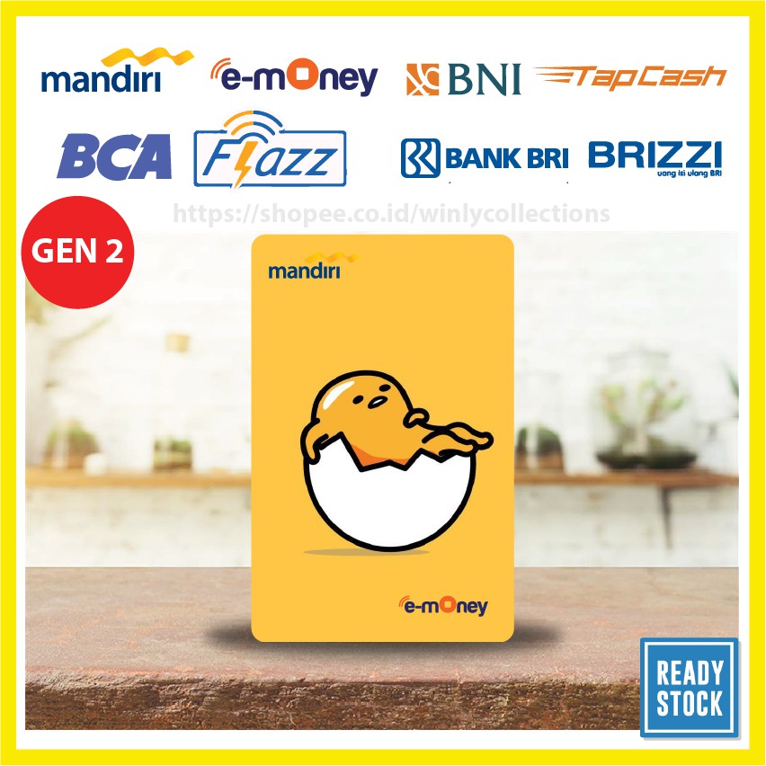 Emoney Anime Telur malas Gudetama Etoll E-money Mandiri Flazz BNI Tapcash BRI Brizzi - 1 SISI