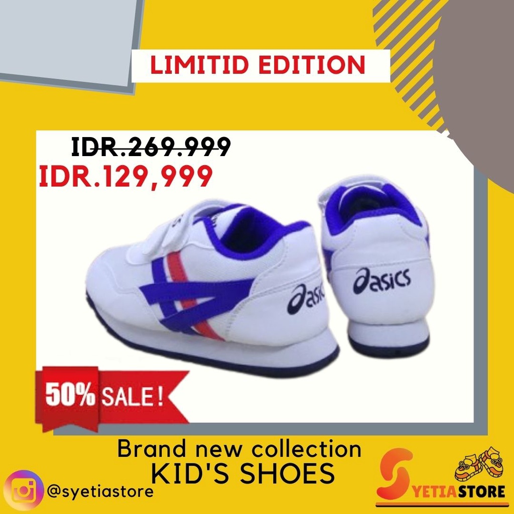 sepatu anak laki laki perempuan umur 1 2 3 4 5 6 7 tahun sneakers sekolah import putih biru  A-6