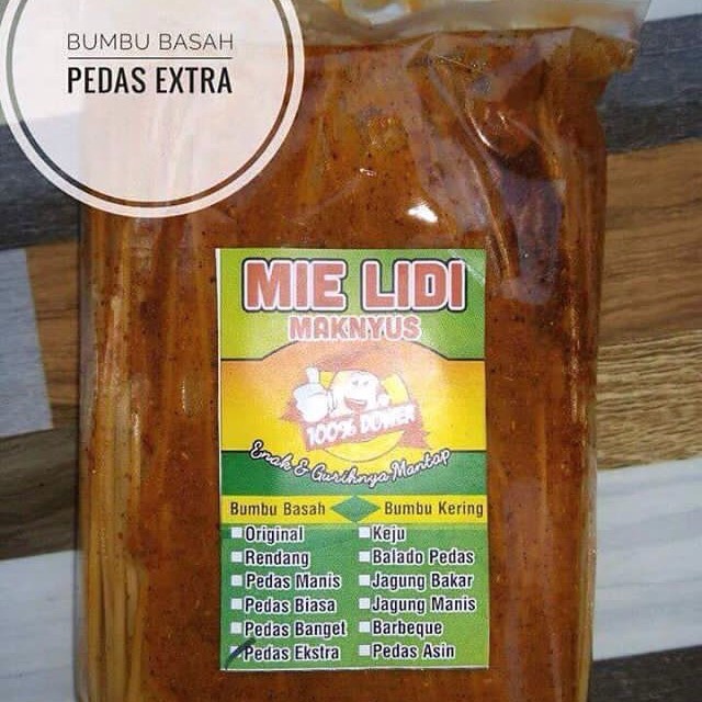 

Mie Lidi Bumbu Basah ( pedas extra )