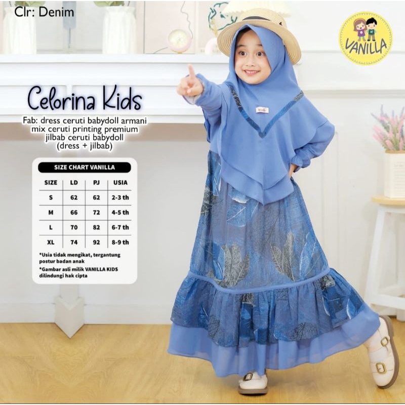 CELORINA KIDS BY VANILA BAJU ANAK BAHAN CERUTI BABYDOLL ARMANY MIX CERUTI PRINTING