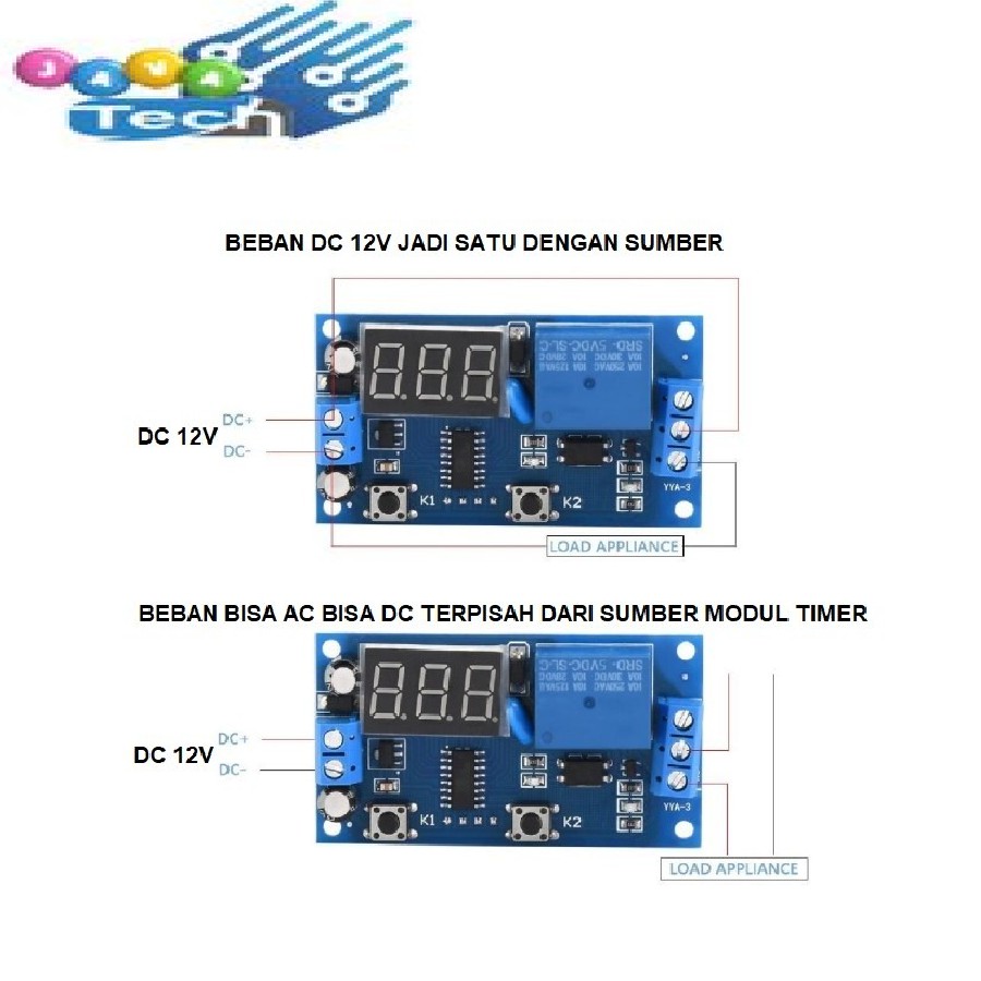 YYA-3 Delay Timer Adjustable Relay 3 Siklus Input DC 12V Display